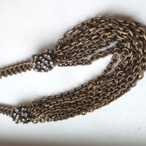 Madewell Chunky Brass Chain Necklace With Rhinestone Detail